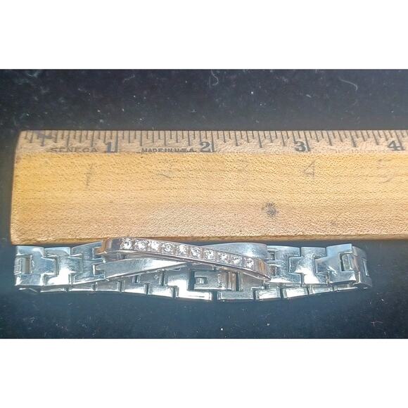 Bracelet Silver & Golden Gemstones Fashion Women's Glam Unique Bold Beautiful - Picture 3 of 8